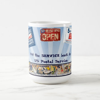Satt tjänste- baksida i USPS Kaffemugg