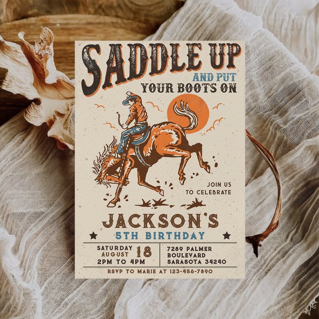 Sätt Upp Western Rodeo Cowboy Födelsedagsinbjudan Inbjudningar (Skapare uppladdad)