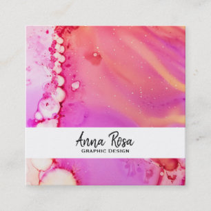 Sätta en klocka på abstrakt organisk vattenfärg fyrkantigt visitkort