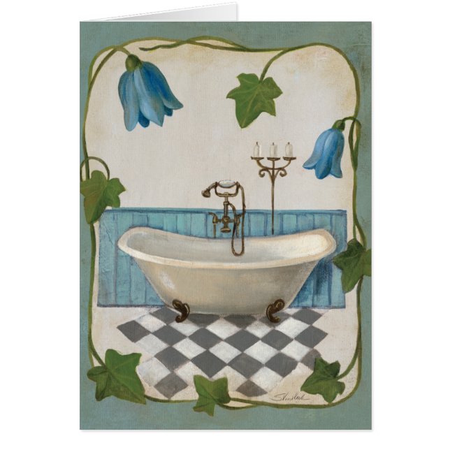 Sätta en klocka på blommabadet hälsningskort (Framsidan)