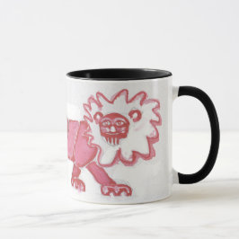 sätta en klocka på den samtidaa lejona gulliga mugg