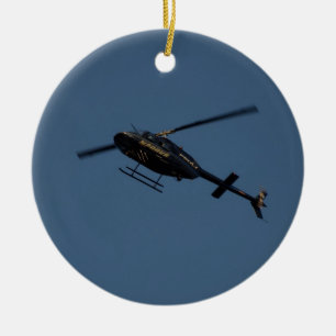 Sätta en klocka på helicopter.en för 206B-3 Julgransprydnad Keramik