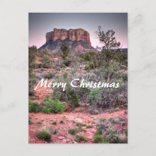 Sätta en klocka på sten Sedona, Arizona. God jul Helg Vykort