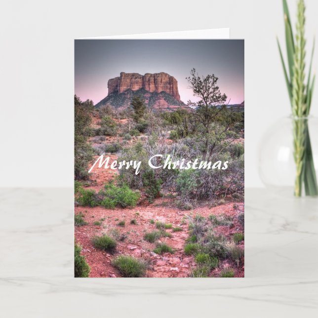 Sätta en klocka på sten Sedona, Arizona, god jul Helgkort (Framsida)
