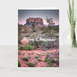 Sätta en klocka på sten Sedona, Arizona, god jul Helgkort