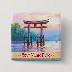 Satta Miyajima Torii och Sailboat japanese art Knapp
