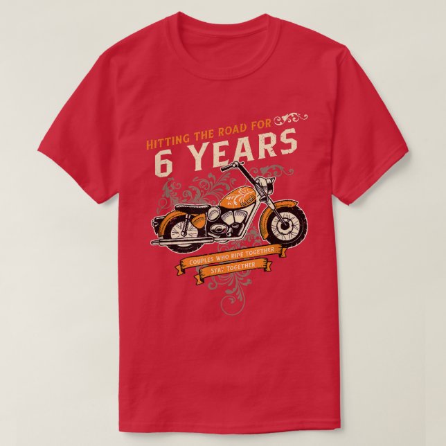 Sätta vägen i 6 år Biker 6e Bröllop Ann T Shirt (Design framsida)