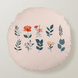 Sättat botaniskt inslag i olika färg rund kudde