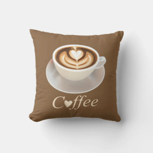 Satte med ett hjärta för kaffe Älskare Kudde