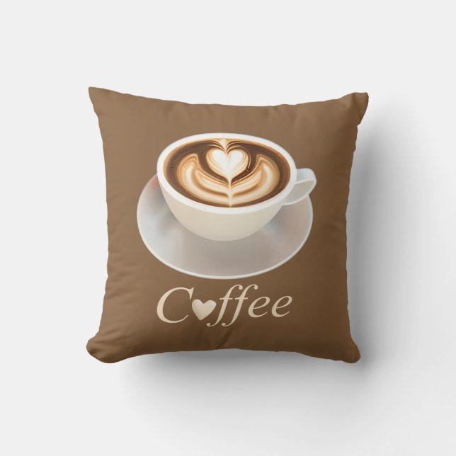 Satte med ett hjärta för kaffe Älskare Kudde (Framsida)