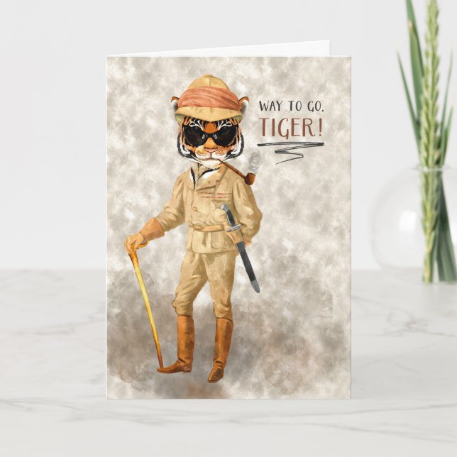 Sättet att gå Gratulerar Hipster Safari Tiger Kort (Framsida)