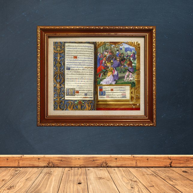 Sättet på Kor Renaissance Medieval Manuscript Poster (Way of the Cross Renaissance Medieval Manuscript Catholic Christian Art Poster)