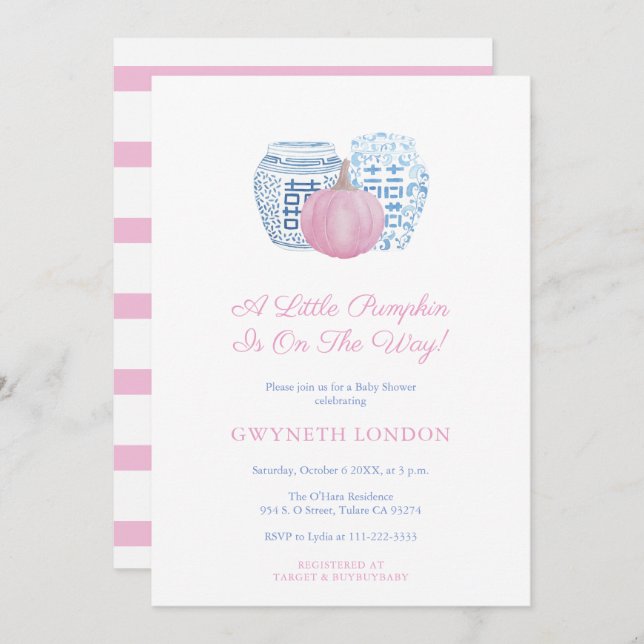 Sättet på Rosa Baby Shower Inbjudningar (Fram/baksida)