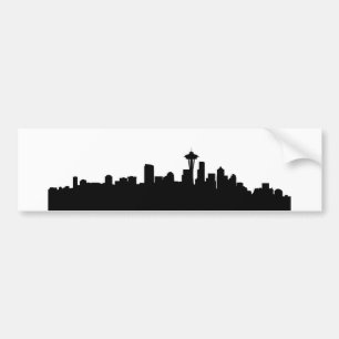 Sattle city cityscape Black silhouette america us Bildekal