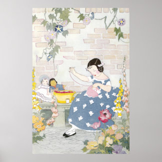 Sättning i en trädgård av Foxglove & Poppies Poster