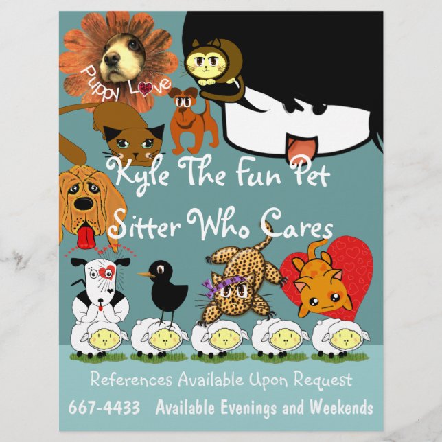 Sättplatta Flyer-massor av friska djur Reklamblad (Framsidan)