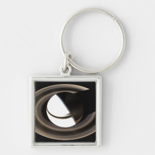 Saturn 2 fyrkantig silverfärgad nyckelring