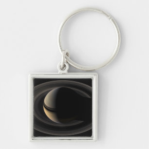 Saturn 3 fyrkantig silverfärgad nyckelring