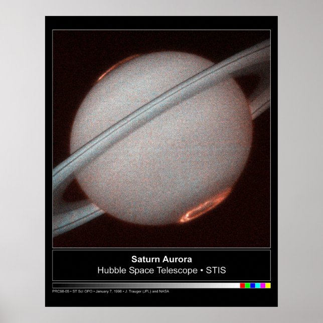 Saturn Aurora Hubble Telescope Photo Poster (Framsidan)