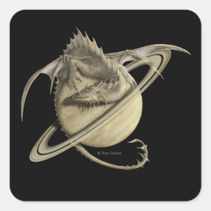 Saturn Dragon Sticker Fyrkantigt Klistermärke