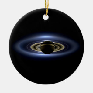Saturn Eclipsed Sol från Cassini Orbiter Julgransprydnad Keramik