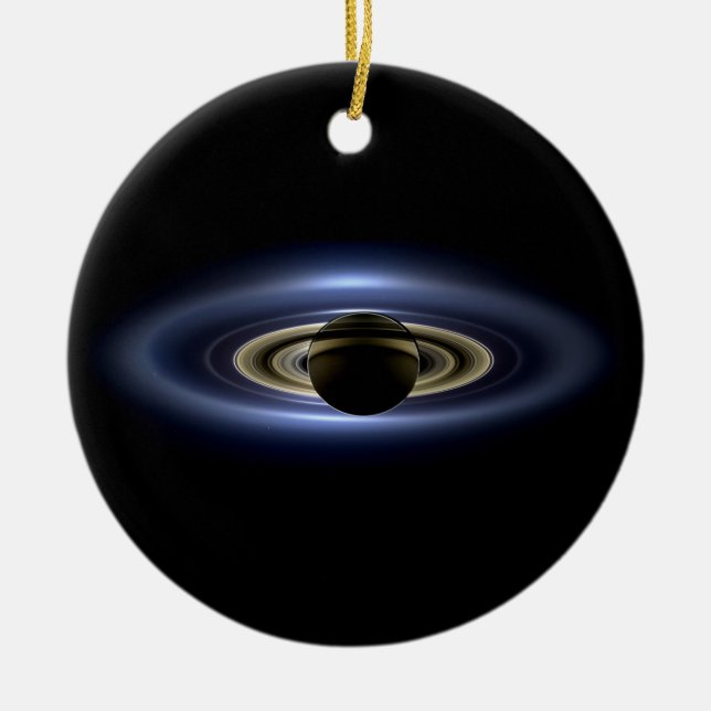 Saturn Eclipsed Sol från Cassini Orbiter   Julgransprydnad Keramik (Framsidan)