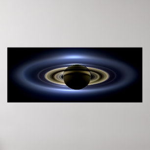 Saturn Eclipsed Sol från Cassini Orbiter Poster