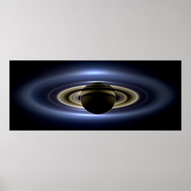 Saturn Eclipsed Sol från Cassini Orbiter Poster (Framsidan)