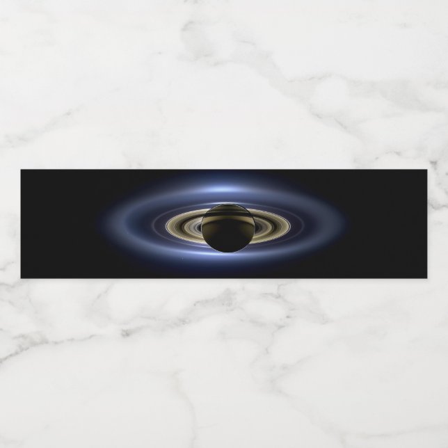 Saturn Eclipsed Sol från Cassini Orbiter Vattenflaskor Etikett (Singel etikett)