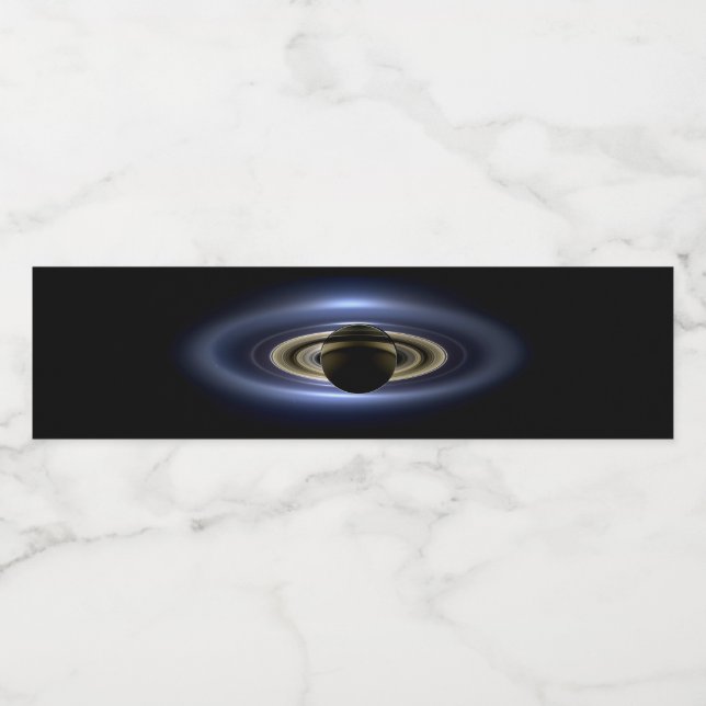 Saturn Eclipsed Sol från Cassini Orbiter Vattenflaskor Etikett (Singel etikett)