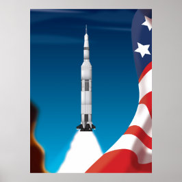 Saturn fem rymdraket illustration poster