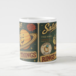 Saturn Fina Ringar Vintage Rymd Humor Mönster Jumbo Mugg