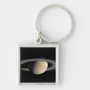 Saturn Fyrkantig Silverfärgad Nyckelring