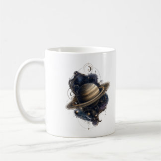 Saturn Gyllene Ringar Celestial Planet Mugg