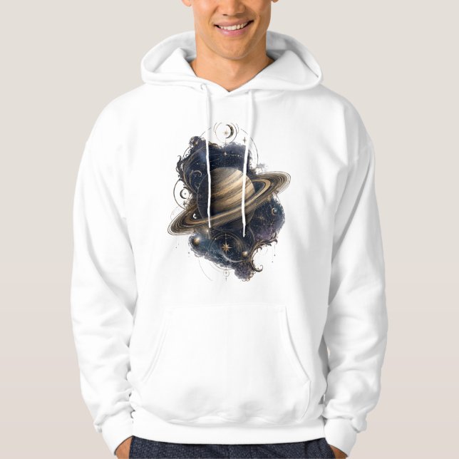 Saturn Gyllene Ringar Celestial Ullvargsväst | Vi Hoodie (Framsida)