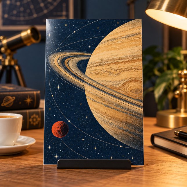 Saturn i ockra konsttryck poster (4 x 6 inch unframed semi-gloss print. Flat printed artwork. Styled scene; props not included.)