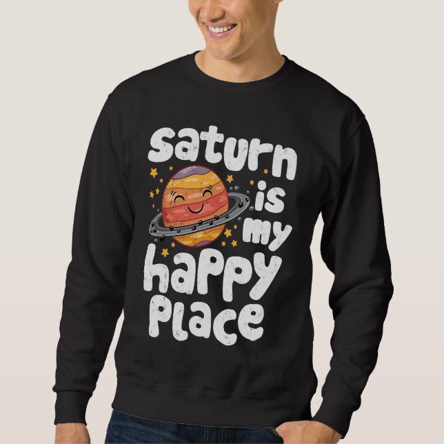 Saturn Is My Happy Place for a Spaceman Lång Ärmad Tröja (Framsida)