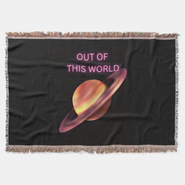 Saturn-kastfilt 'Utom denna värld' – Rymddesign Filt (Framsidan)