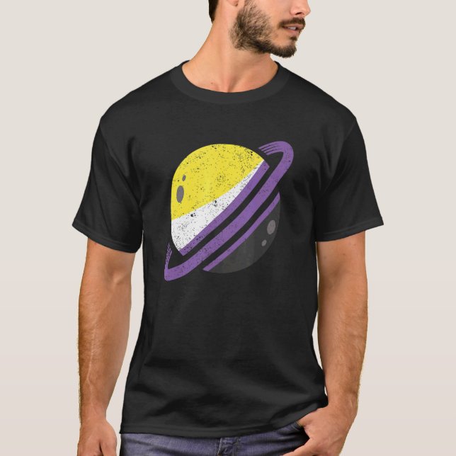 Saturn Nonbinary Flagga Lgbt Equality Agender Non  T Shirt (Framsida)