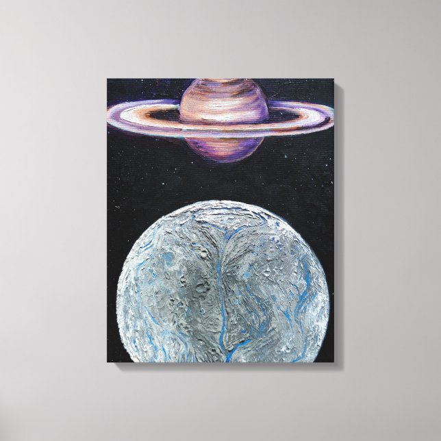 Saturn och Enceladus Canvastryck (Framsida)