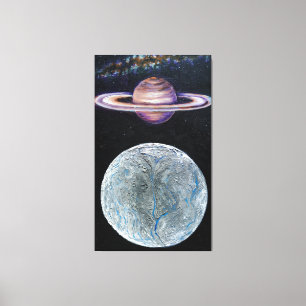 Saturn och Enceladus Canvastryck