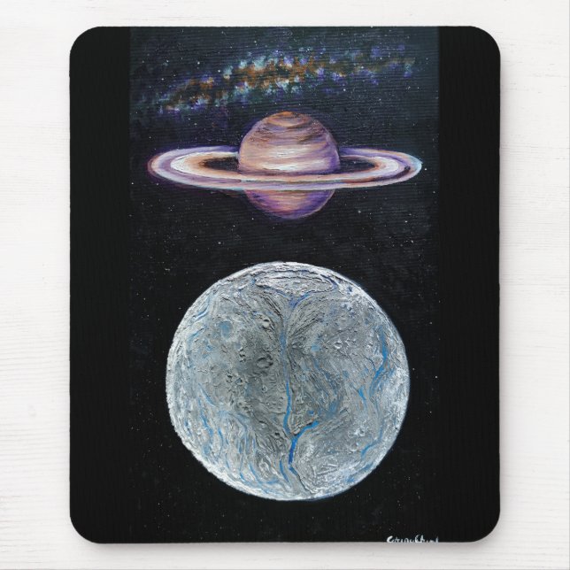 Saturn och Enceladus Musmatta (Framsidan)