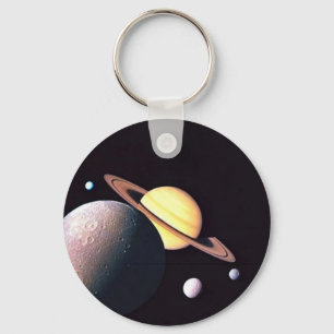 Saturn och måne nyckelring