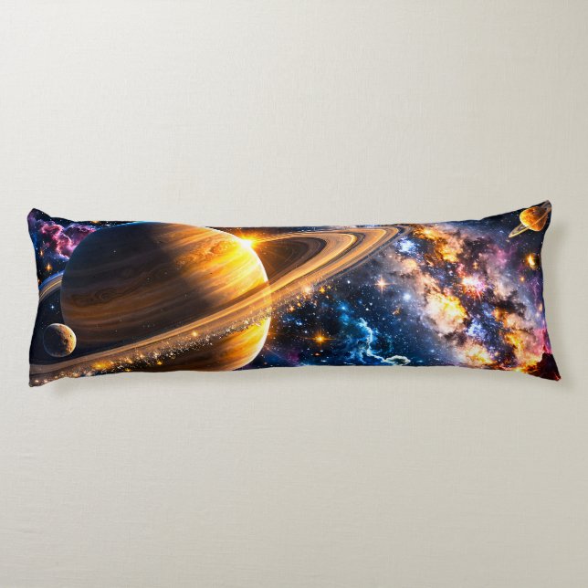 Saturn och nebulosa premiumkroppskudde kroppskudde (Baksidan)
