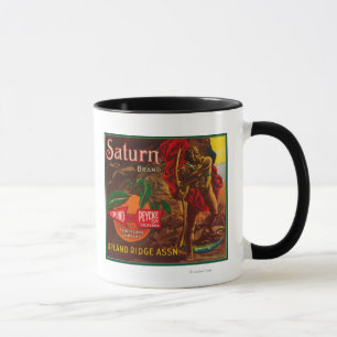 Saturn orange LabelUpland, CA Mugg