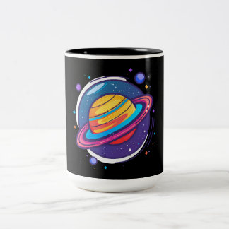 Saturn Planet Coffee Mug – Cosmic Design for Space Två-Tonad Mugg