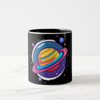 Saturn Planet Coffee Mug – Cosmic Design for Space Två-Tonad Mugg