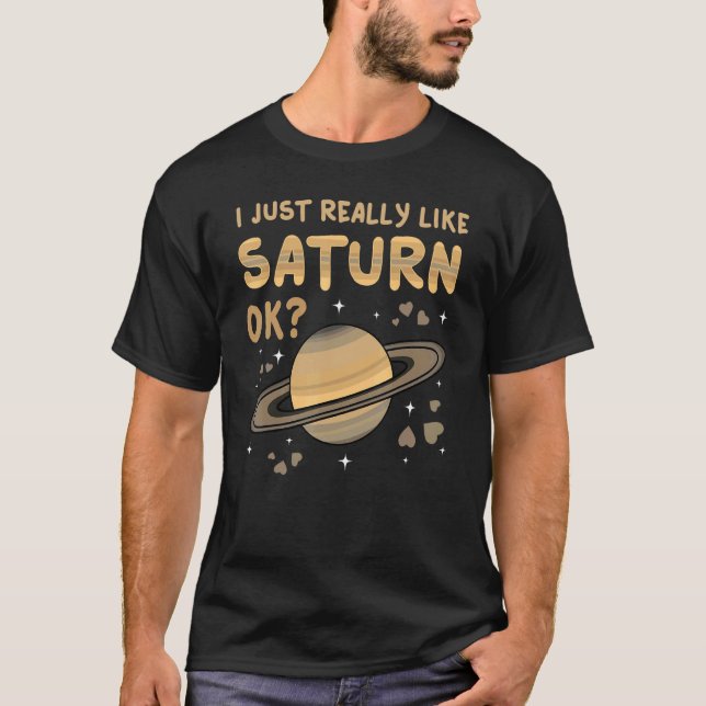 Saturn Planet Ring Solar System Gas Atmosphere Spa T Shirt (Framsida)
