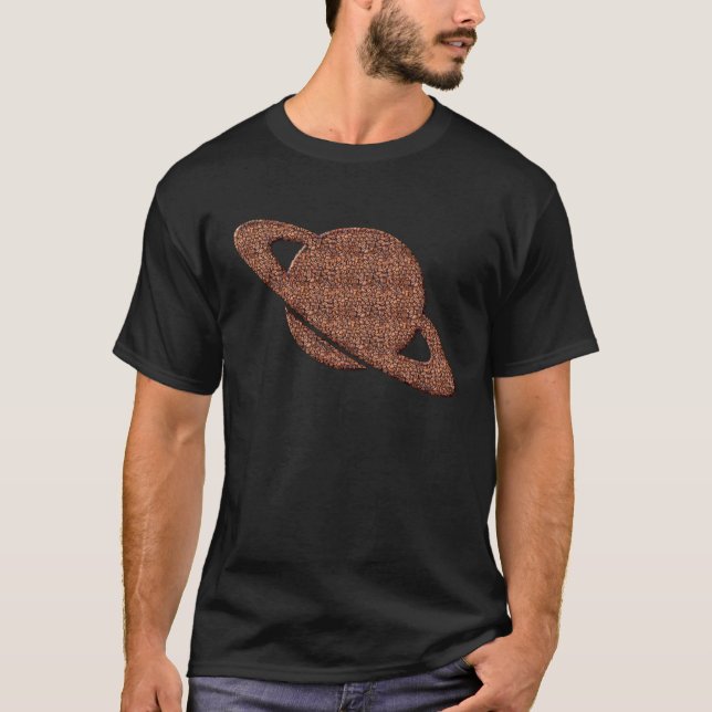 Saturn Planeten Coffee Beans T Shirt (Framsida)