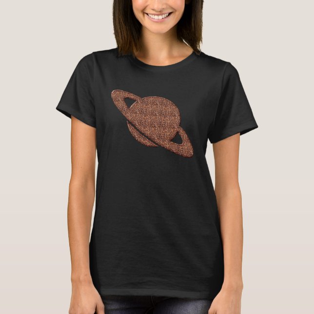 Saturn Planeten Coffee Beans T Shirt (Framsida)